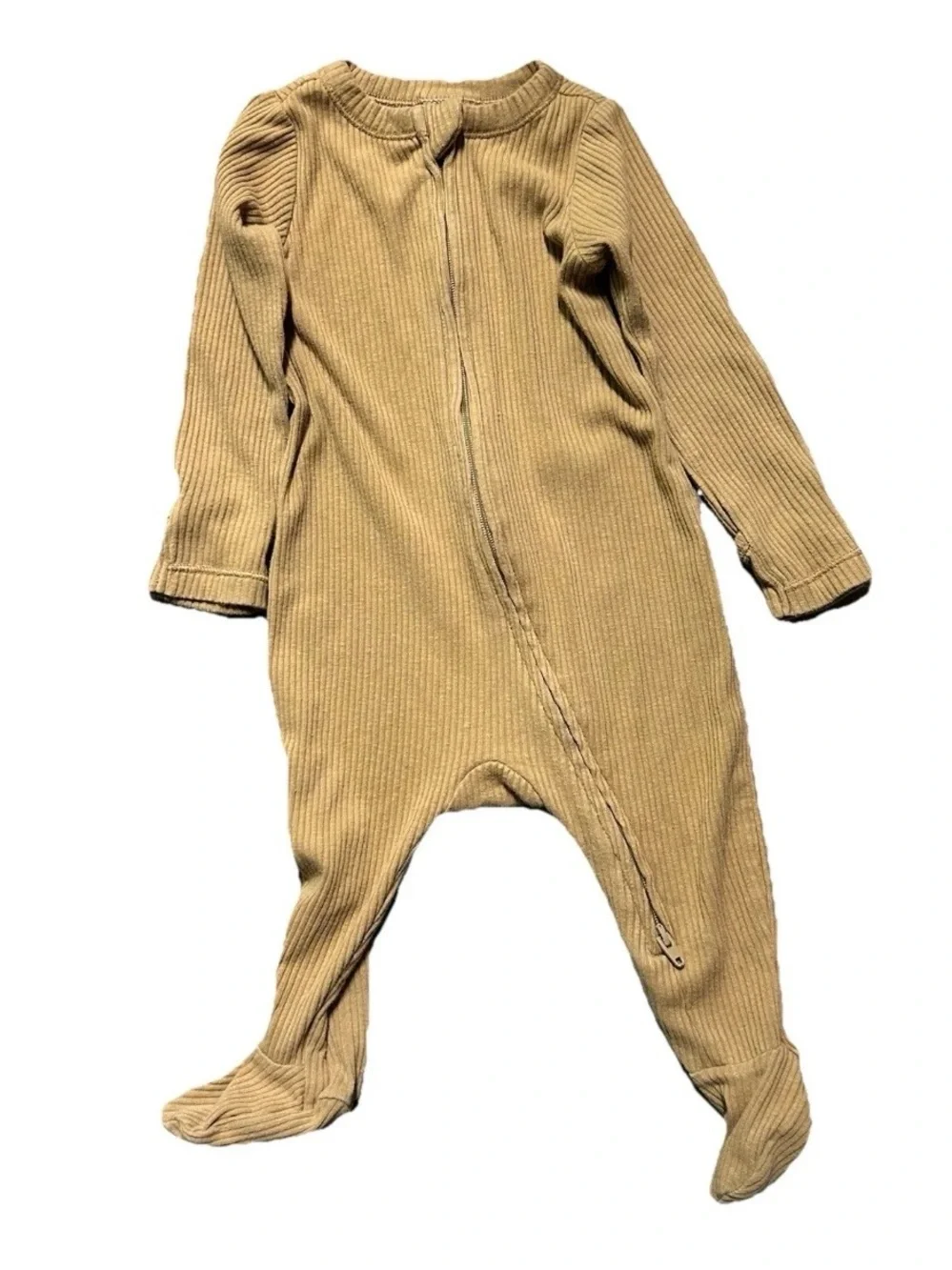 Baby Girl Footie Pajamas Ribbed Striped Bees 2 Way Zipper Size 3-6 Months